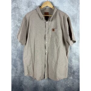 Java Monster Energy Mens Tan Khaki Cotton Short Sleeve Button Up Shirt Large